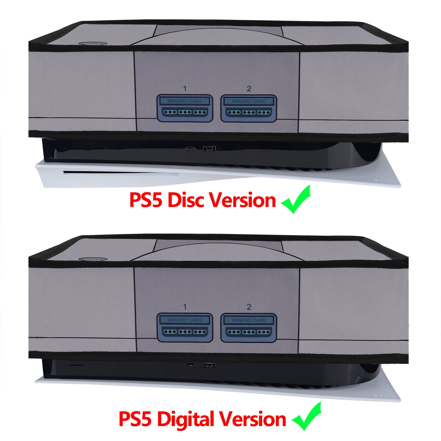 PlayVital 横式 傷防止 防水ナイロンダストカバー PS5 コンソール デジタル版 & 通常版用【レトロ32ビット風カバー】