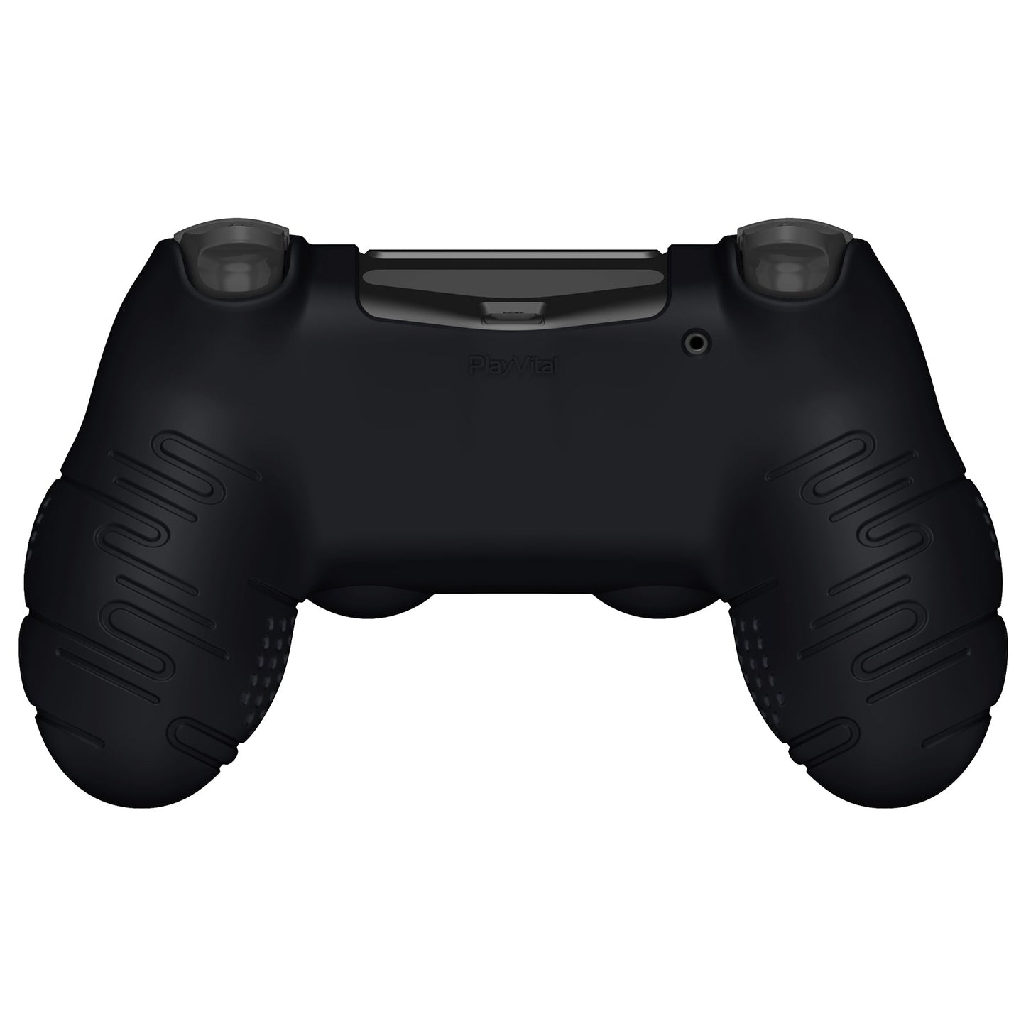 PlayVital Line & Dot シリコン カバー スキン サムグリップキャップ付き PS4 Slim Pro コントローラー用 【ブラック】