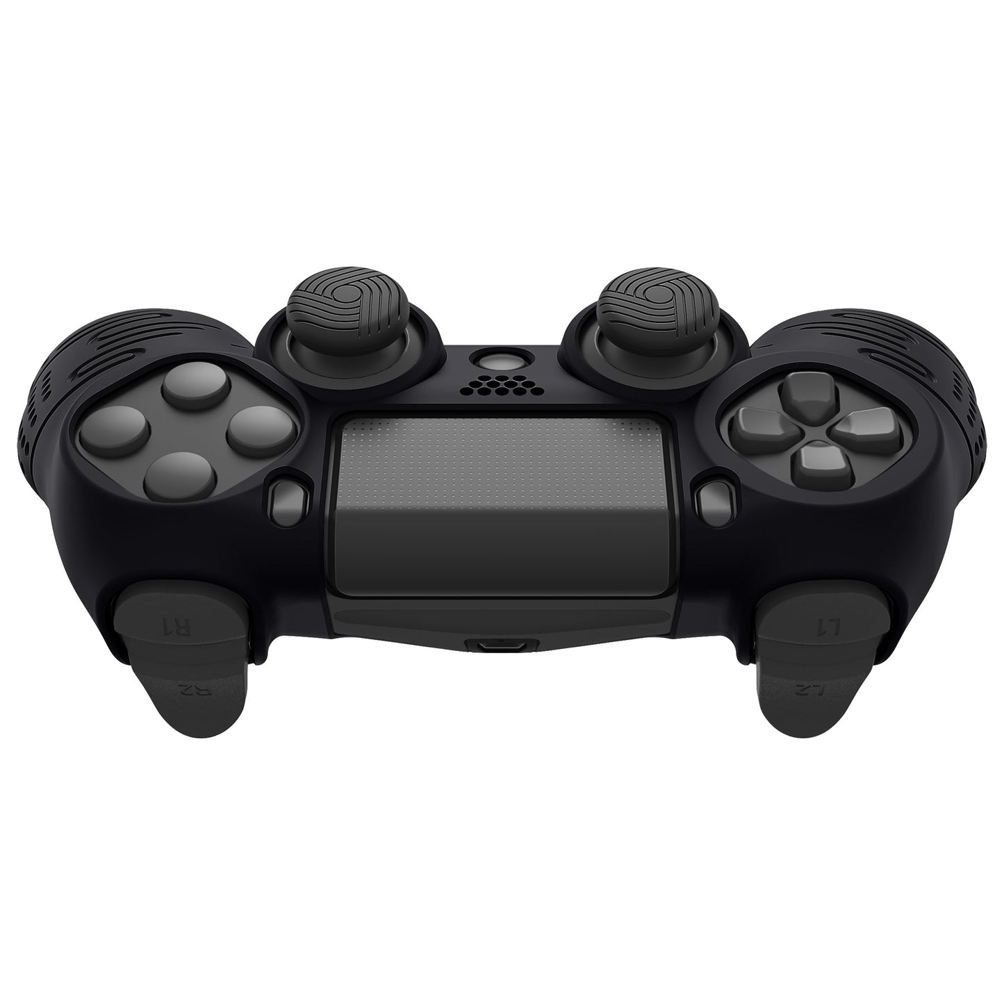 PlayVital Line & Dot シリコン カバー スキン サムグリップキャップ付き PS4 Slim Pro コントローラー用 【ブラック】