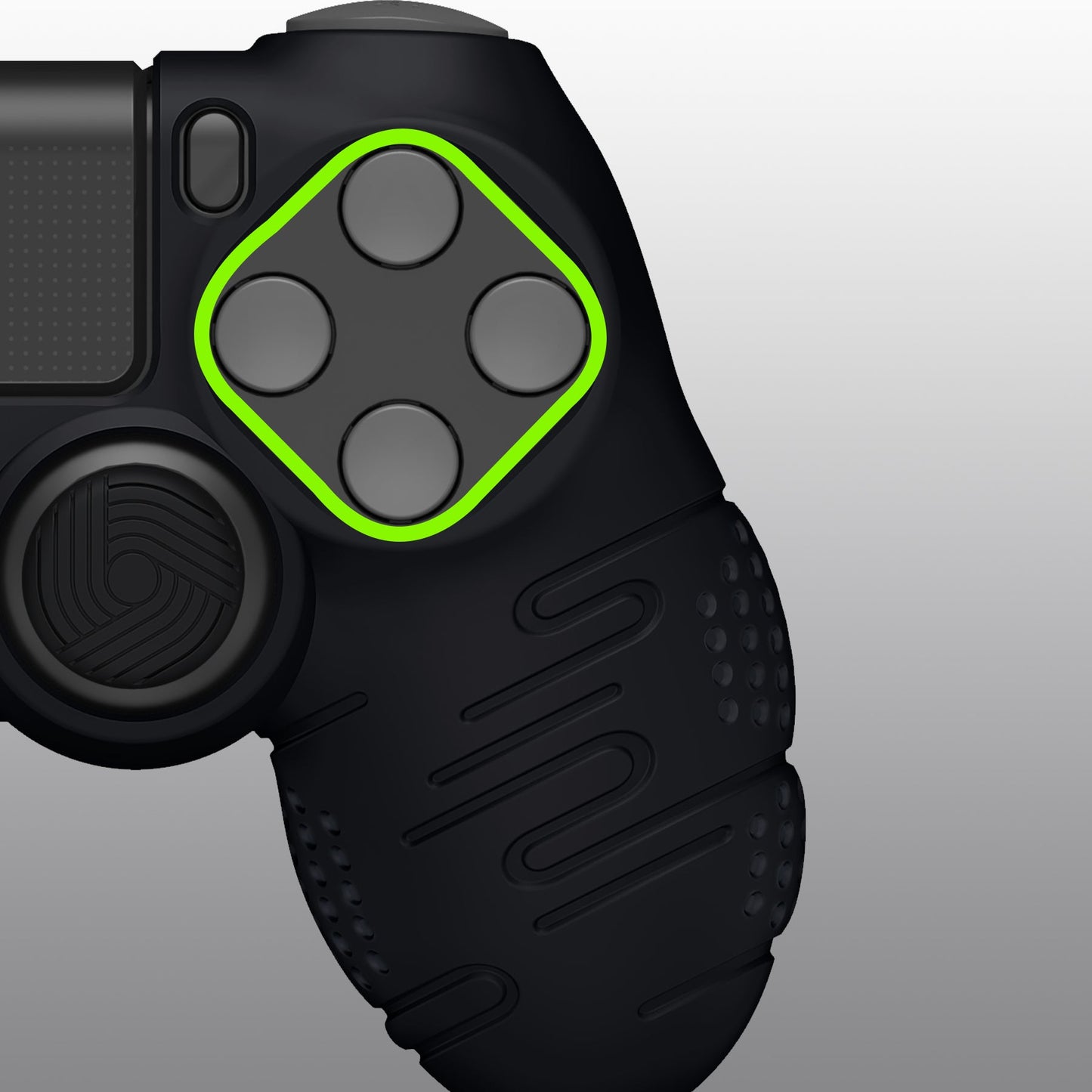 PlayVital Line & Dot シリコン カバー スキン サムグリップキャップ付き PS4 Slim Pro コントローラー用 【ブラック】