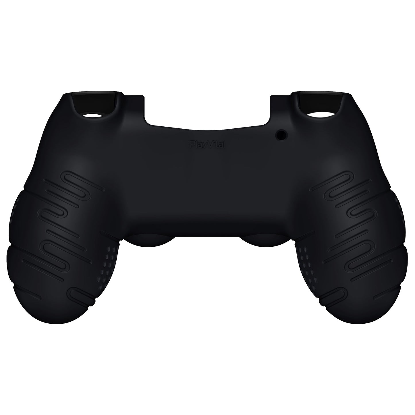 PlayVital Line & Dot シリコン カバー スキン サムグリップキャップ付き PS4 Slim Pro コントローラー用 【ブラック】