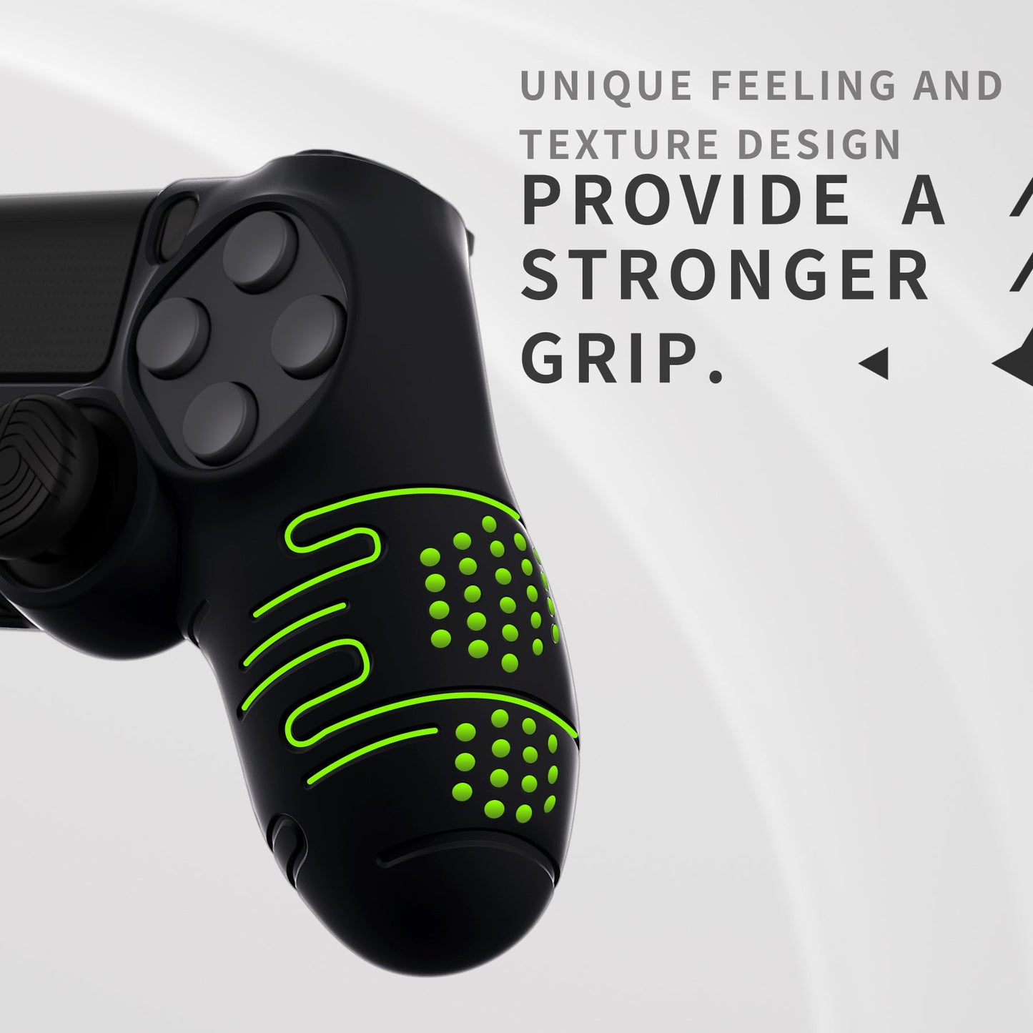 PlayVital Line & Dot シリコン カバー スキン サムグリップキャップ付き PS4 Slim Pro コントローラー用 【ブラック】