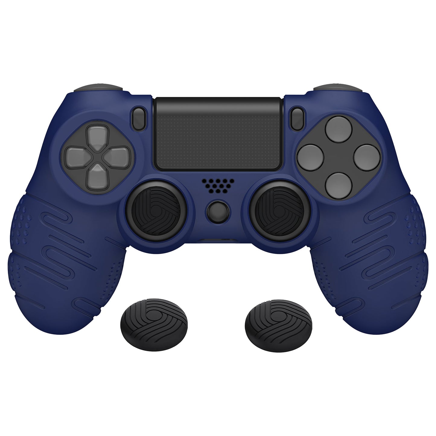 PlayVital Line & Dot シリコン カバー スキン サムグリップキャップ付き PS4 Slim Pro コントローラー用【ミッドナイトブルー】