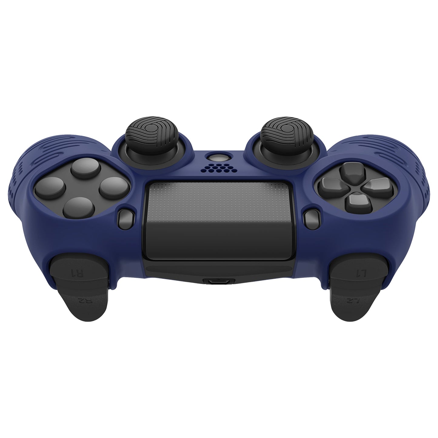 PlayVital Line & Dot シリコン カバー スキン サムグリップキャップ付き PS4 Slim Pro コントローラー用【ミッドナイトブルー】