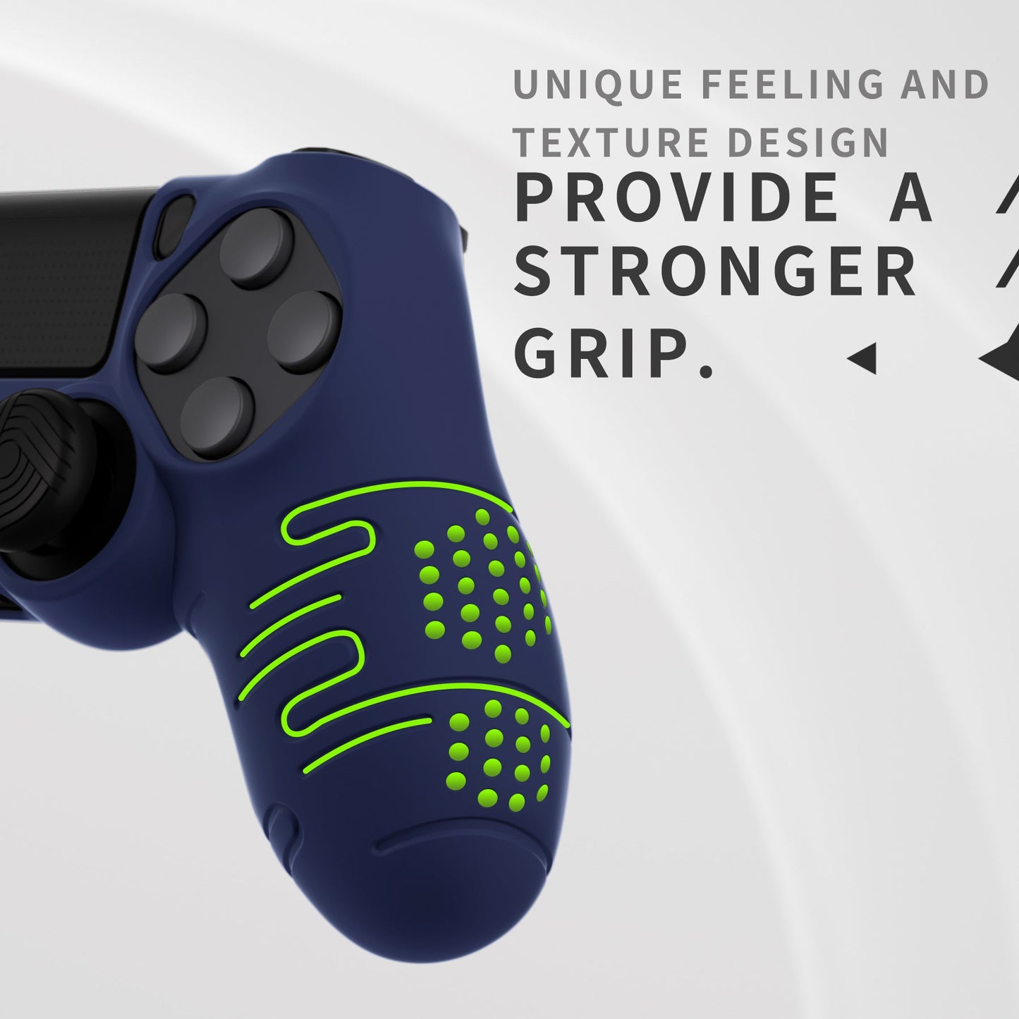 PlayVital Line & Dot シリコン カバー スキン サムグリップキャップ付き PS4 Slim Pro コントローラー用【ミッドナイトブルー】