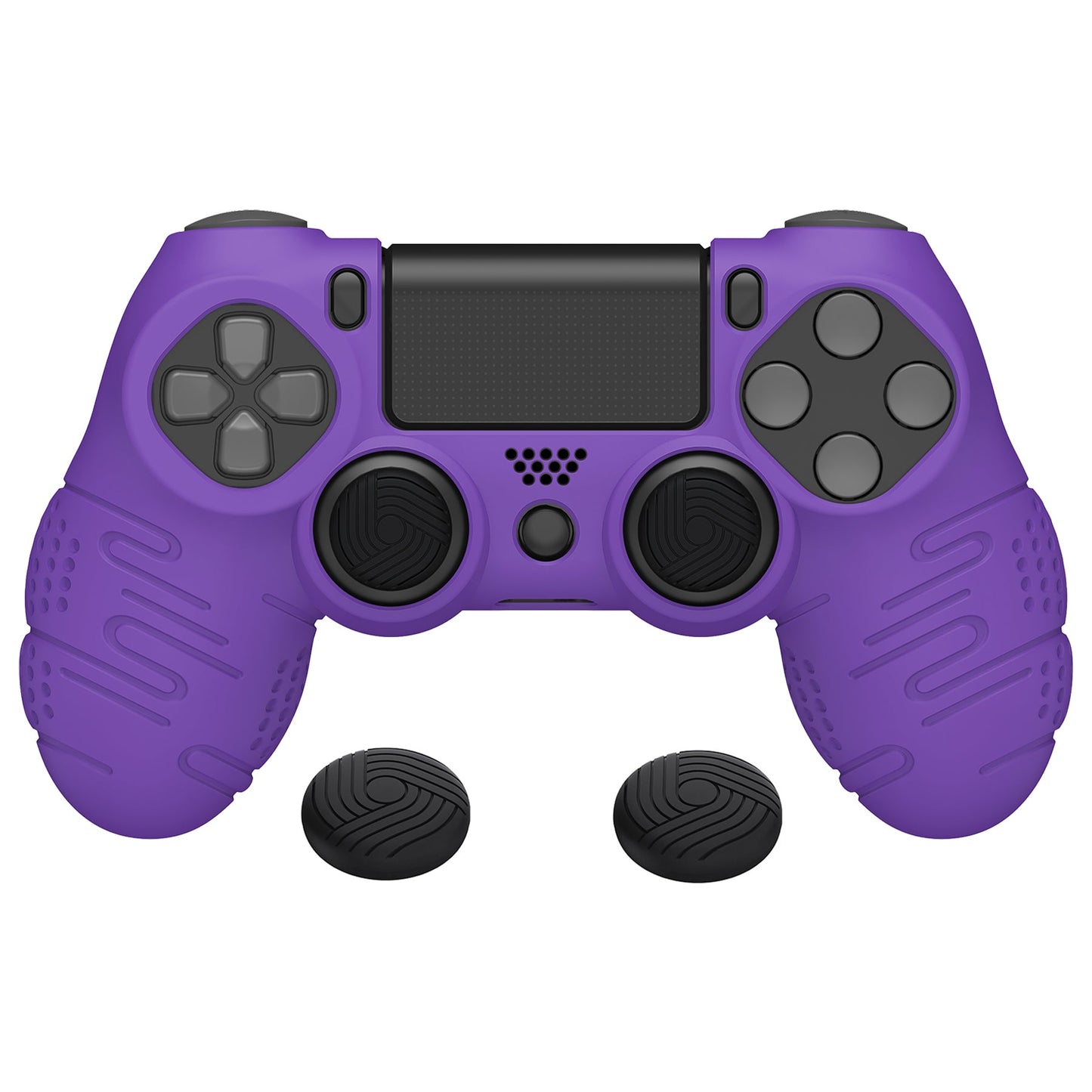 PlayVital Line & Dot シリコン カバー スキン サムグリップキャップ付き PS4 Slim Pro コントローラー用【パープル】