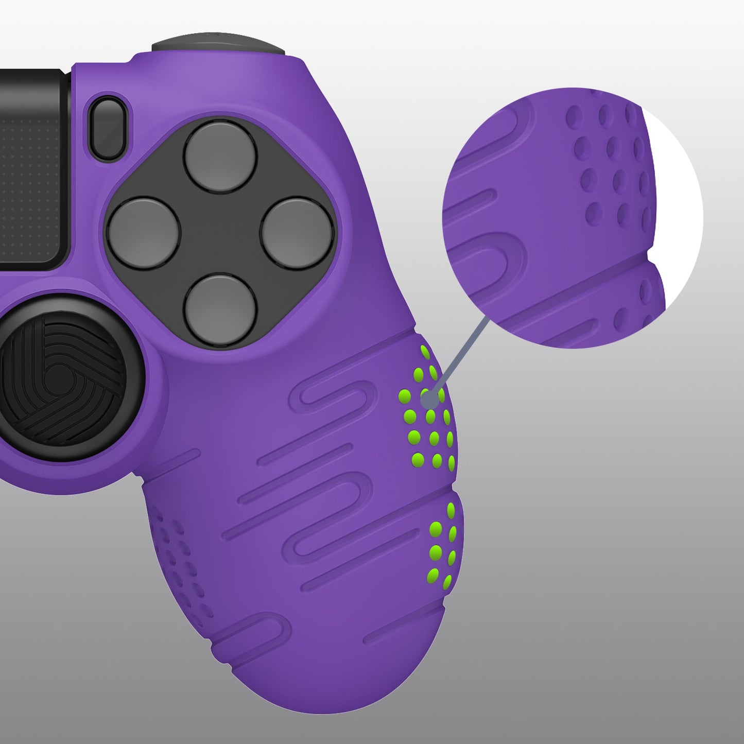 PlayVital Line & Dot シリコン カバー スキン サムグリップキャップ付き PS4 Slim Pro コントローラー用【パープル】