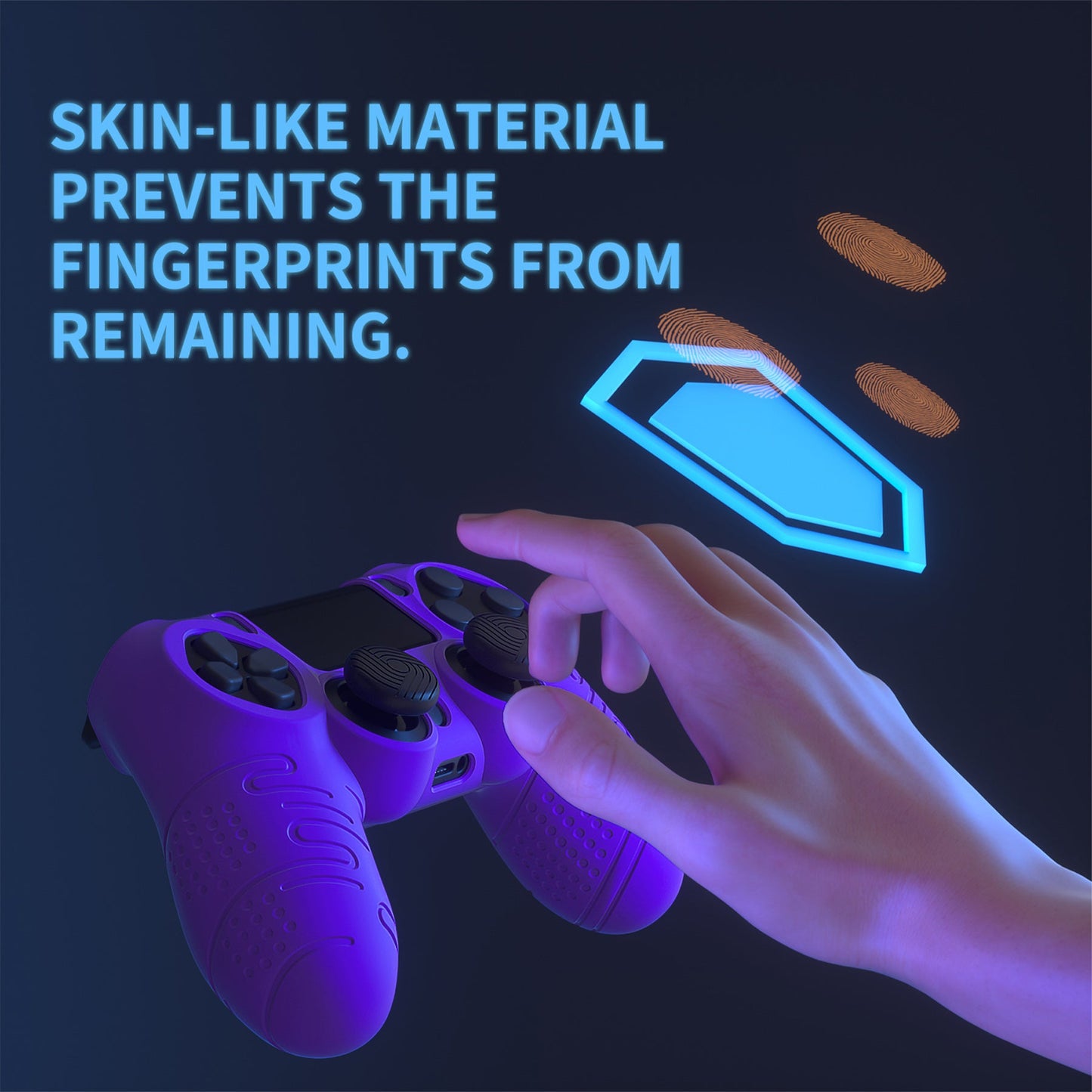PlayVital Line & Dot シリコン カバー スキン サムグリップキャップ付き PS4 Slim Pro コントローラー用【パープル】