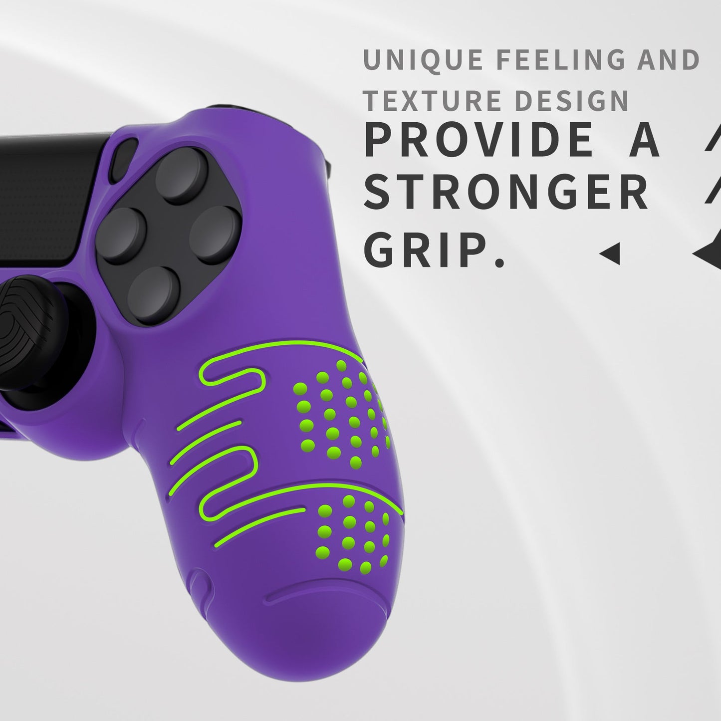 PlayVital Line & Dot シリコン カバー スキン サムグリップキャップ付き PS4 Slim Pro コントローラー用【パープル】