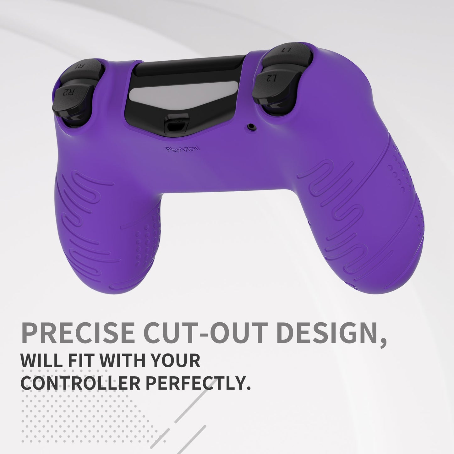 PlayVital Line & Dot シリコン カバー スキン サムグリップキャップ付き PS4 Slim Pro コントローラー用【パープル】