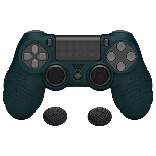 PlayVital Line & Dot シリコン カバー スキン サムグリップキャップ付き PS4 Slim Pro コントローラー用【レーシンググリーン】