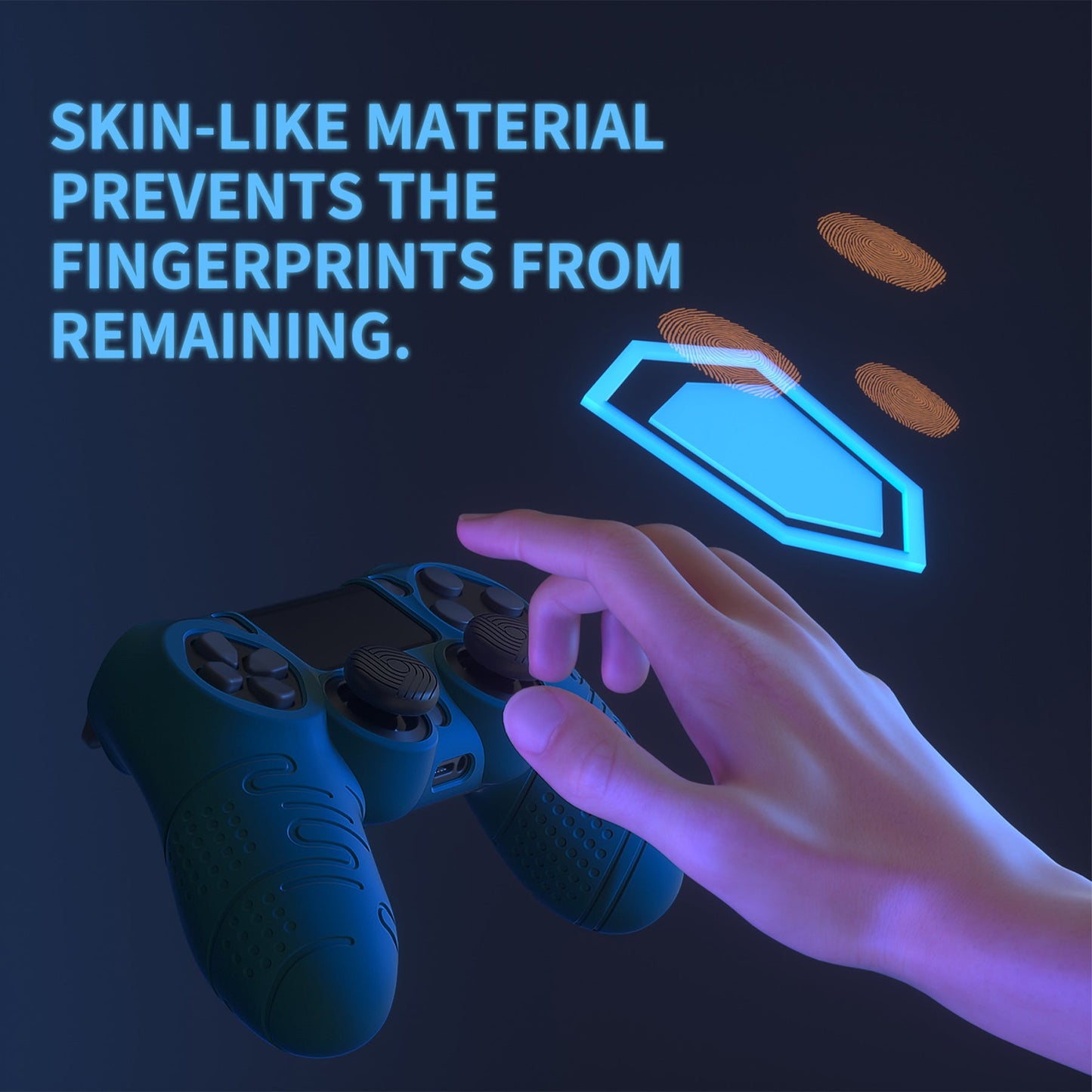 PlayVital Line & Dot シリコン カバー スキン サムグリップキャップ付き PS4 Slim Pro コントローラー用【レーシンググリーン】