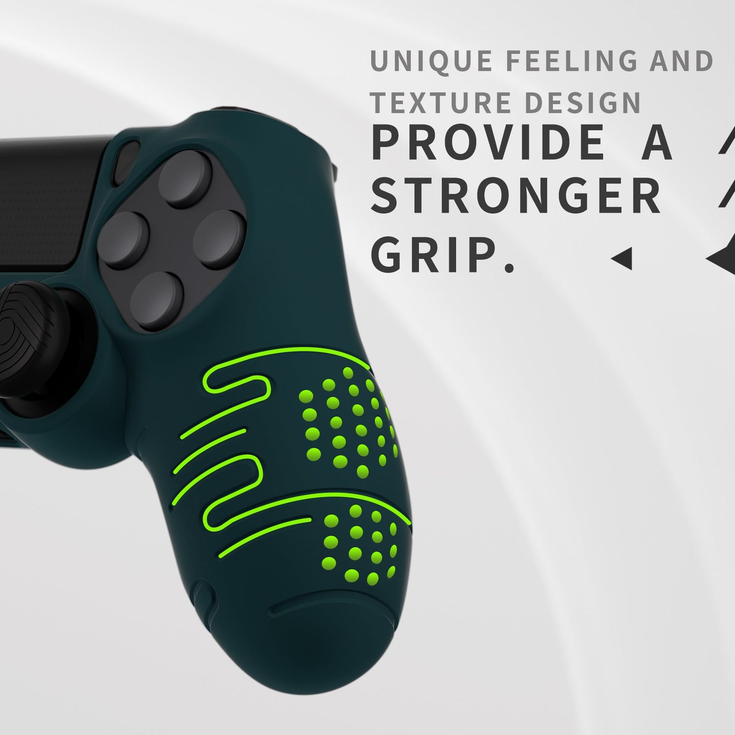 PlayVital Line & Dot シリコン カバー スキン サムグリップキャップ付き PS4 Slim Pro コントローラー用【レーシンググリーン】