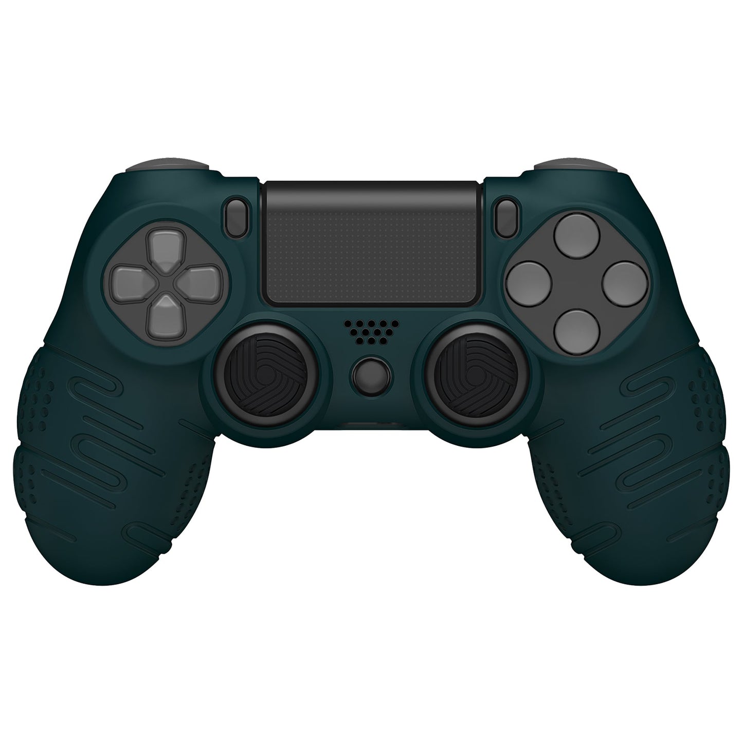 PlayVital Line & Dot シリコン カバー スキン サムグリップキャップ付き PS4 Slim Pro コントローラー用【レーシンググリーン】