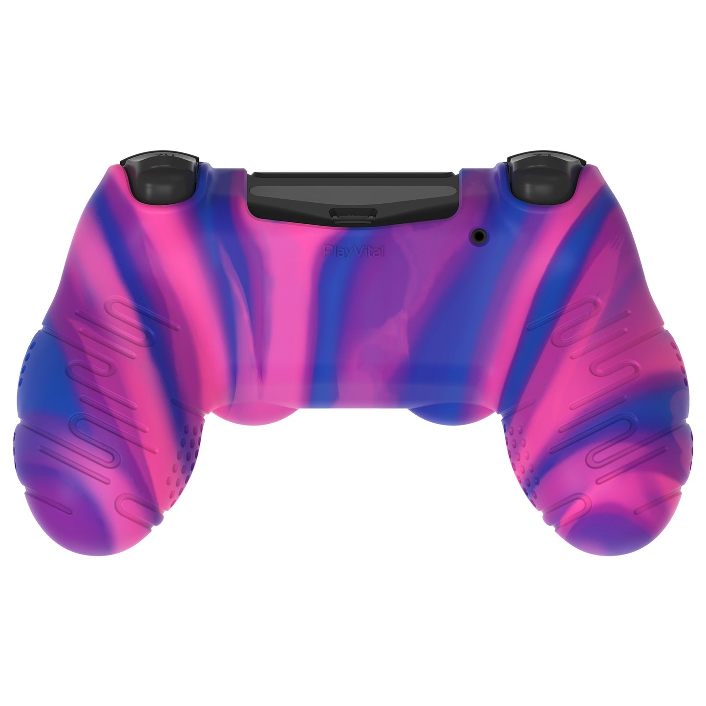 PlayVital Line & Dot シリコン カバー スキン サムグリップキャップ付き PS4 Slim Pro コントローラー用【ピンク&パープル&ブルー】