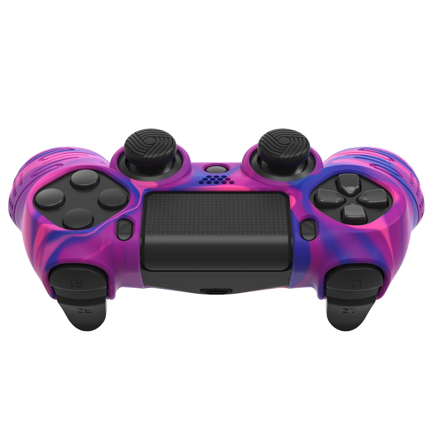 PlayVital Line & Dot シリコン カバー スキン サムグリップキャップ付き PS4 Slim Pro コントローラー用【ピンク&パープル&ブルー】