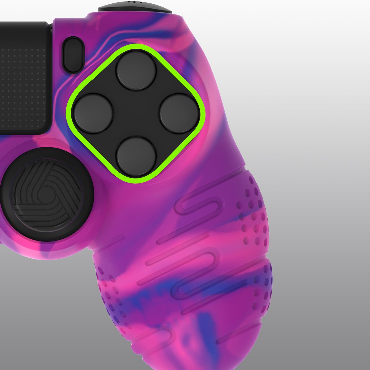 PlayVital Line & Dot シリコン カバー スキン サムグリップキャップ付き PS4 Slim Pro コントローラー用【ピンク&パープル&ブルー】