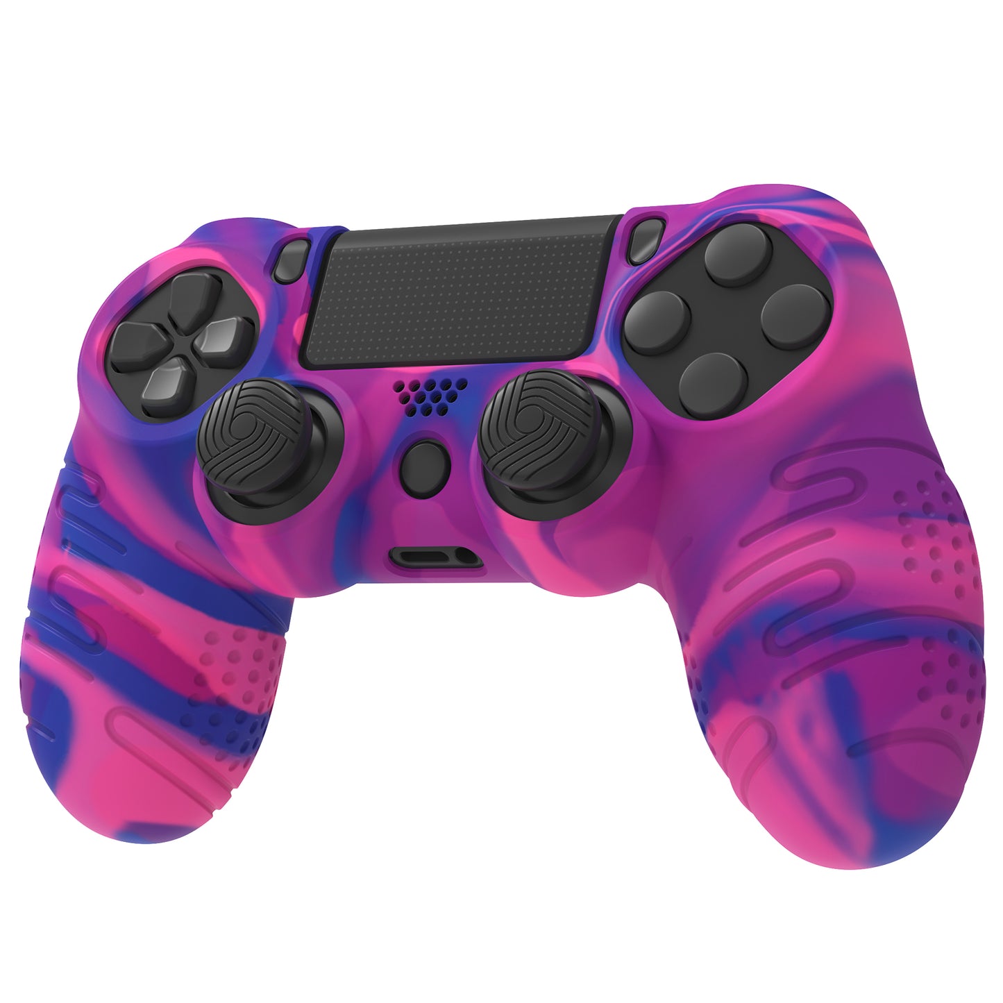PlayVital Line & Dot シリコン カバー スキン サムグリップキャップ付き PS4 Slim Pro コントローラー用【ピンク&パープル&ブルー】