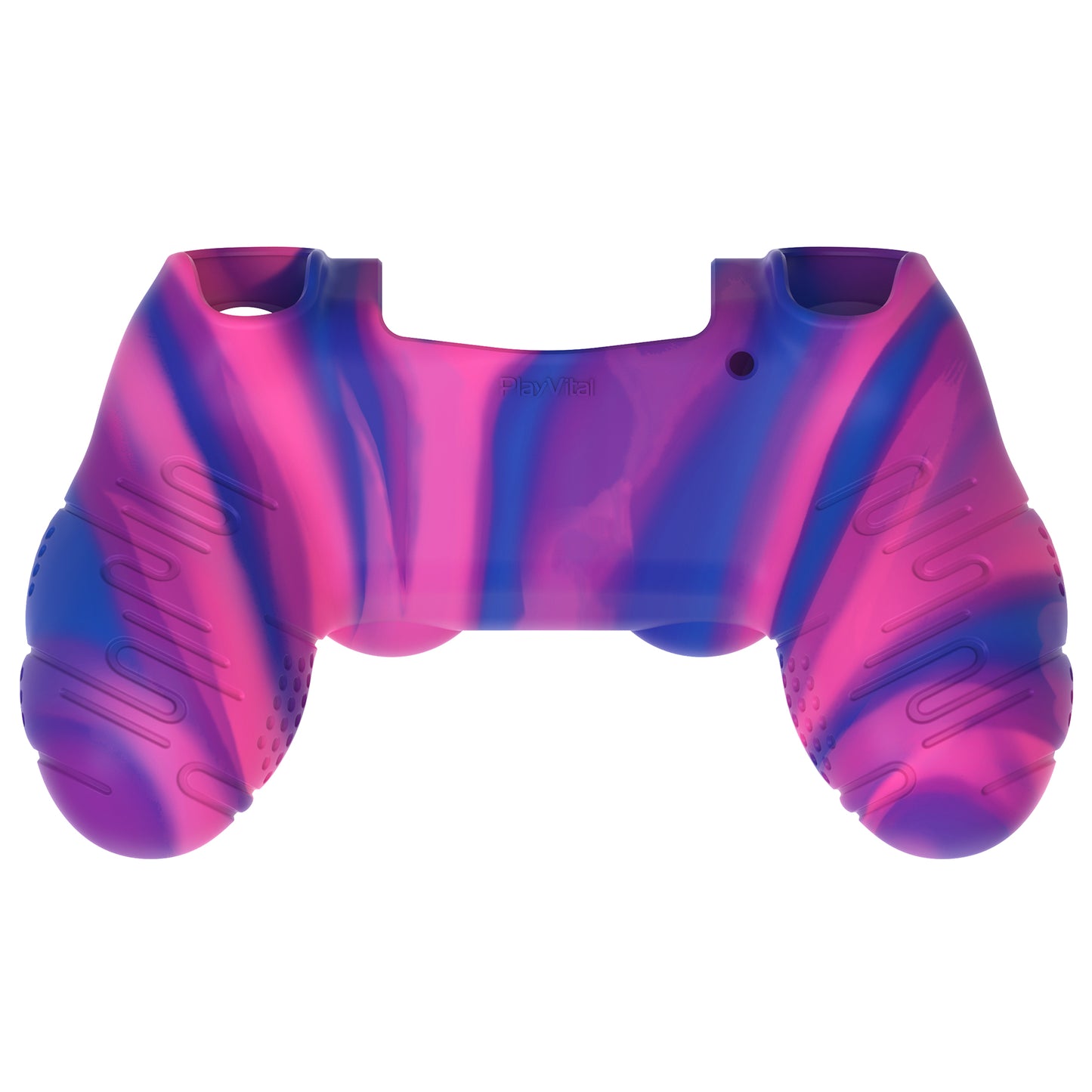 PlayVital Line & Dot シリコン カバー スキン サムグリップキャップ付き PS4 Slim Pro コントローラー用【ピンク&パープル&ブルー】