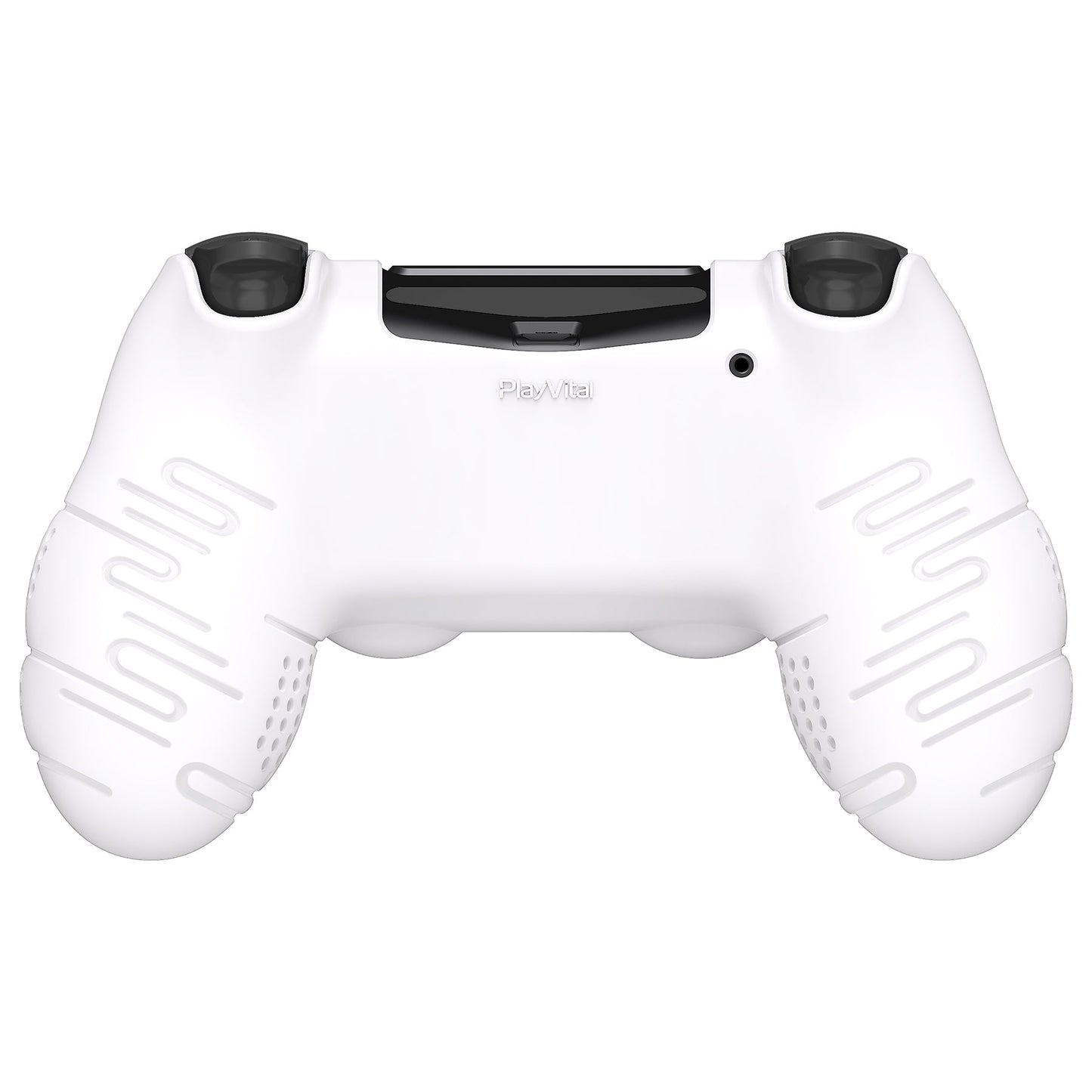 PlayVital Line & Dot シリコン カバー スキン サムグリップキャップ付き PS4 Slim Pro コントローラー用【ホワイト】