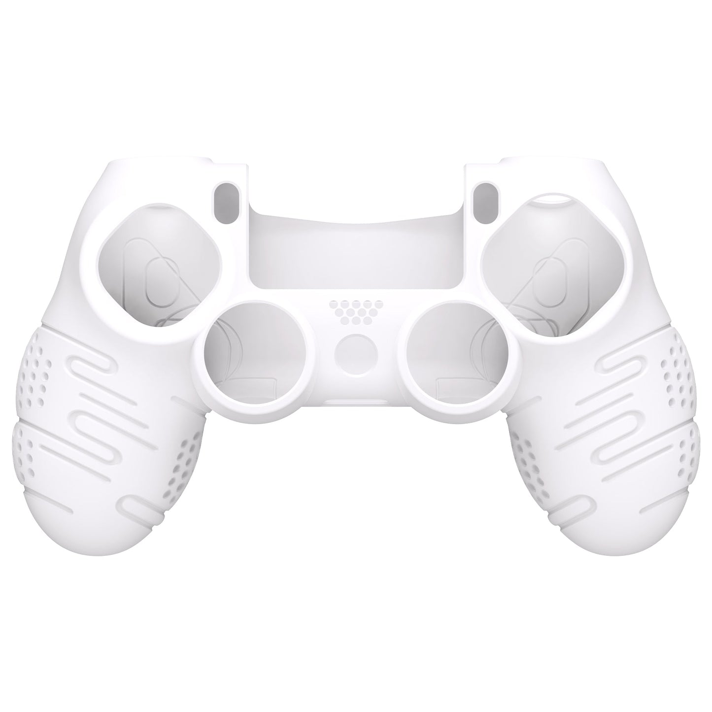 PlayVital Line & Dot シリコン カバー スキン サムグリップキャップ付き PS4 Slim Pro コントローラー用【ホワイト】