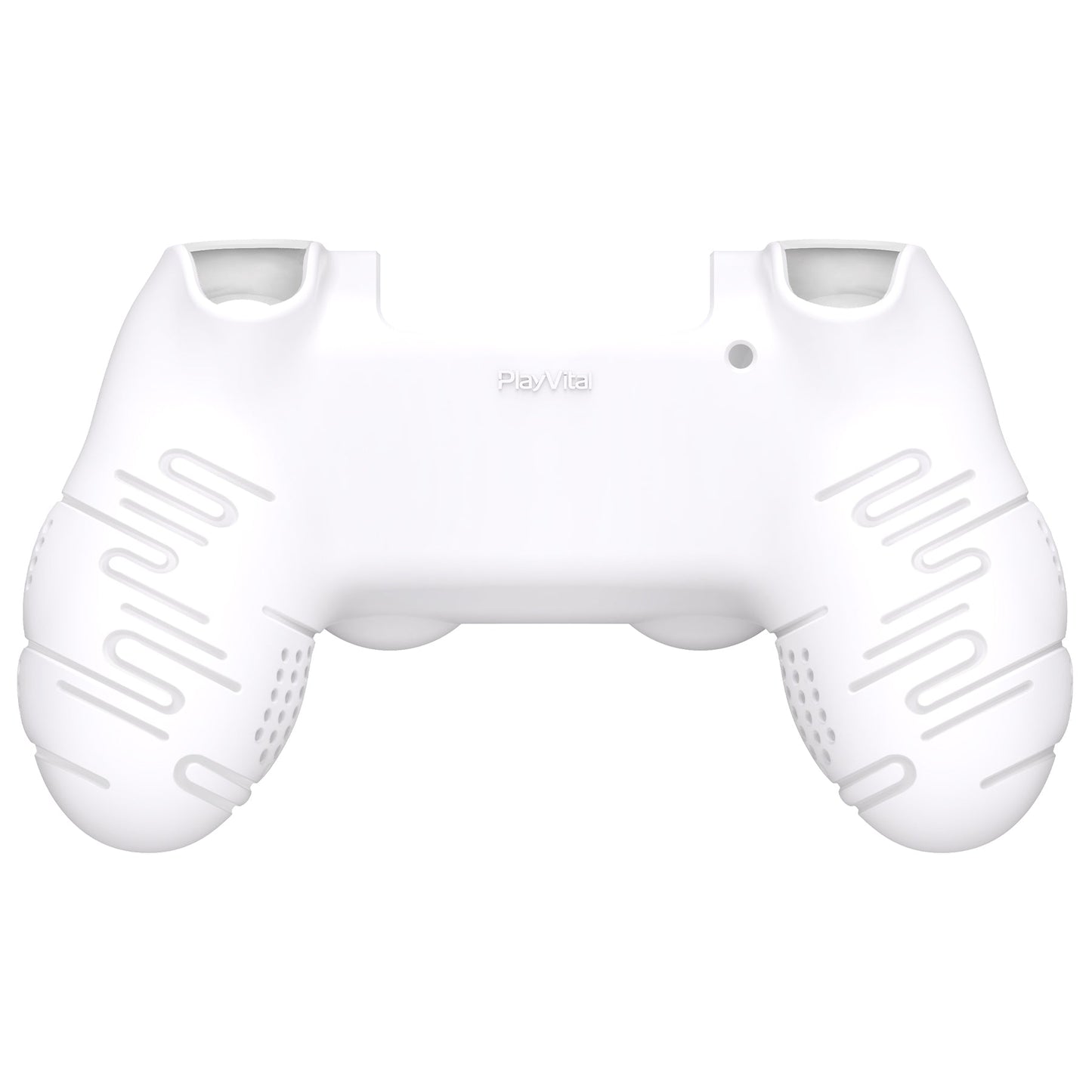 PlayVital Line & Dot シリコン カバー スキン サムグリップキャップ付き PS4 Slim Pro コントローラー用【ホワイト】