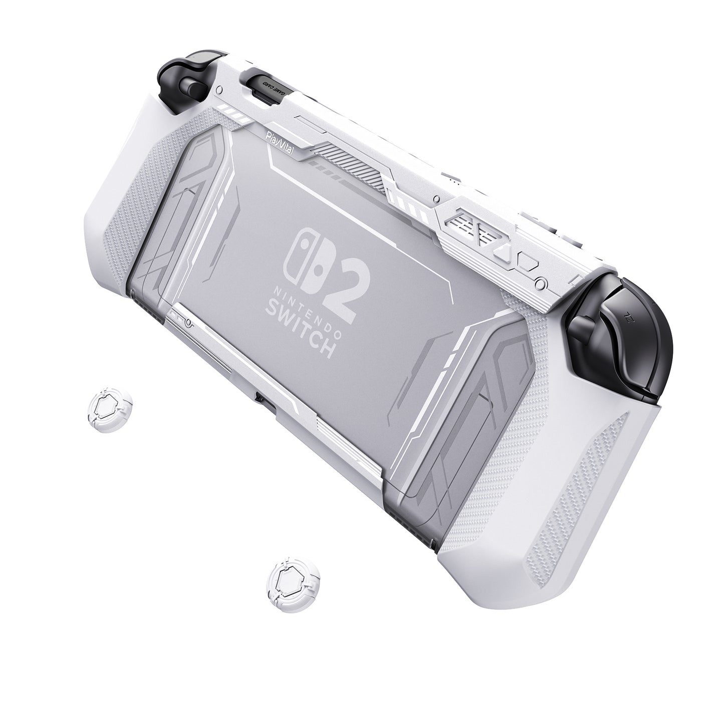PlayVital METEOR Nintendo Switch 2(2025)対応TPU製ソフト保護ケースカバー ドック対応 親指グリップ付き 耐衝撃 滑り止め キズ防止【ホワイト】