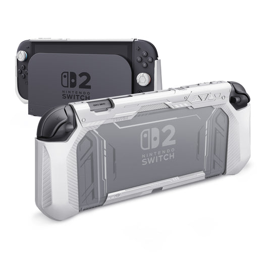 PlayVital METEOR Nintendo Switch 2(2025)対応TPU製ソフト保護ケースカバー ドック対応 親指グリップ付き 耐衝撃 滑り止め キズ防止【ホワイト】
