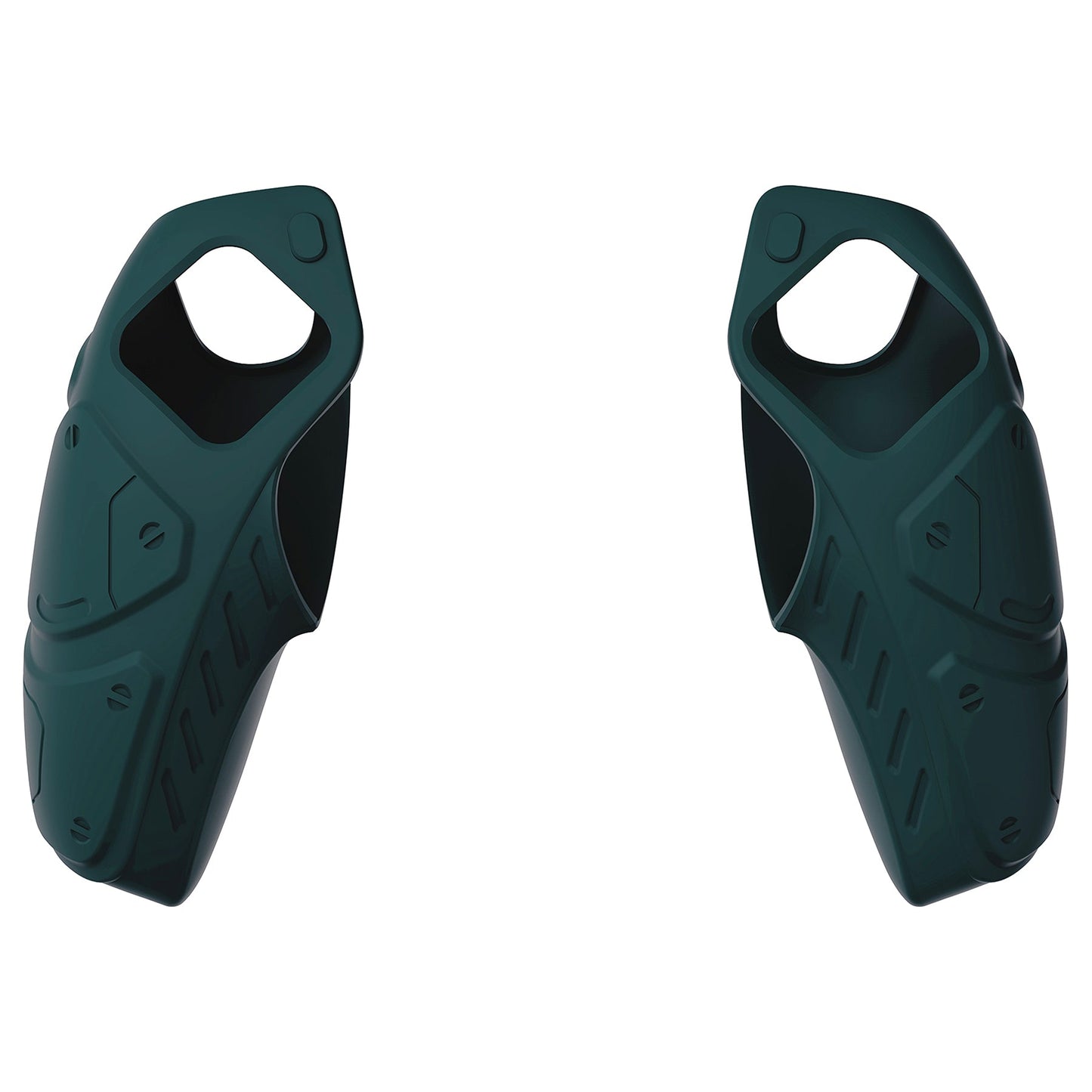PlayVital Mecha Edition Anti-Slip Silicone Cover Skin with Thumb Grip Caps for PS5 Wireless Controller - Compatible with Charging Station - Racing Green - JGPF004 PlayVital