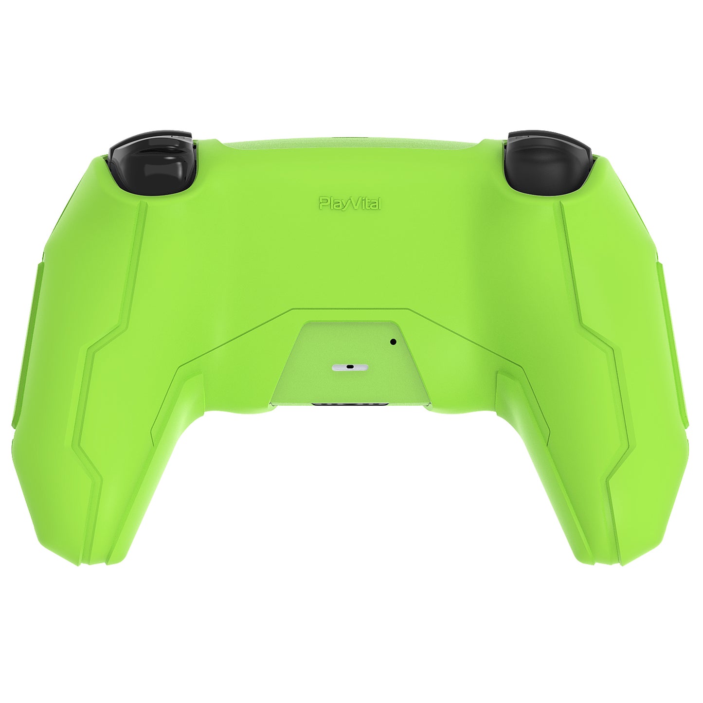 PlayVital Mecha Edition シリコンカバー with 2 ジョイスティックキャップと 6 ステッカー for PS5 コントローラー - 充電ステーション対応【ネオングリーン】