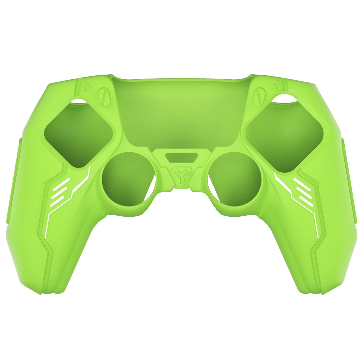 PlayVital Mecha Edition シリコンカバー with 2 ジョイスティックキャップと 6 ステッカー for PS5 コントローラー - 充電ステーション対応【ネオングリーン】