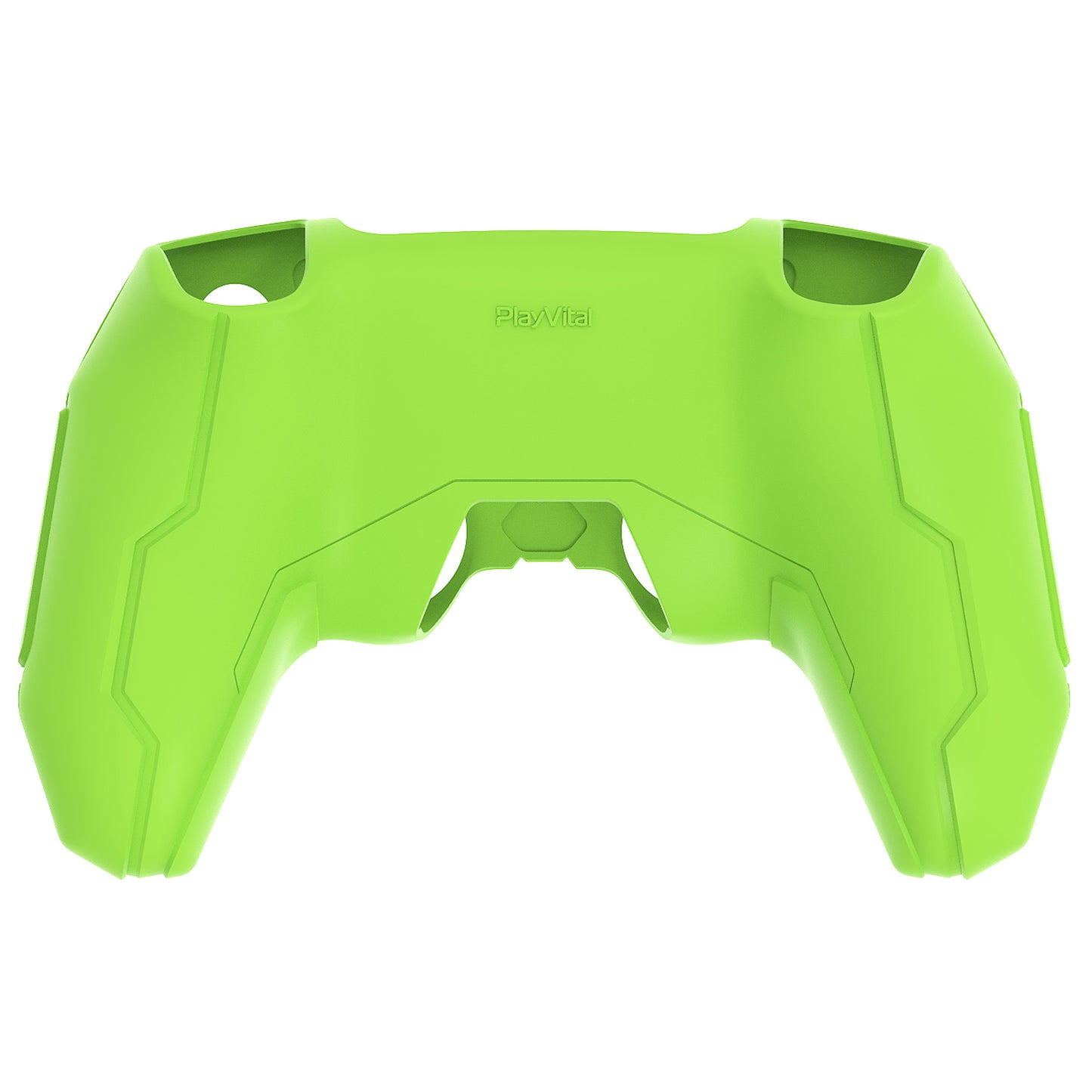 PlayVital Mecha Edition シリコンカバー with 2 ジョイスティックキャップと 6 ステッカー for PS5 コントローラー - 充電ステーション対応【ネオングリーン】