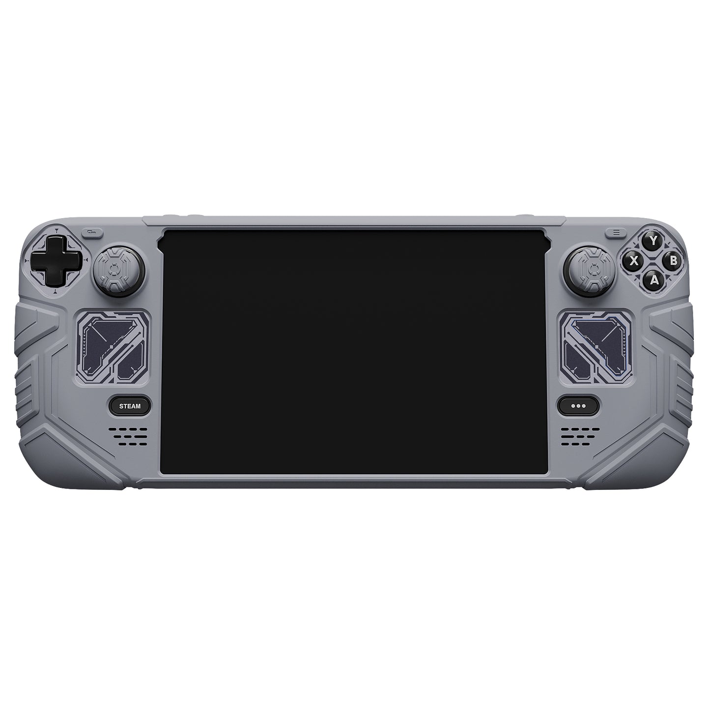 PlayVital Steam Deck OLED&LCD 向け メカ風保護ケース バックボタン強化セット付 サムグリップ&ステッカー付き【グレー】