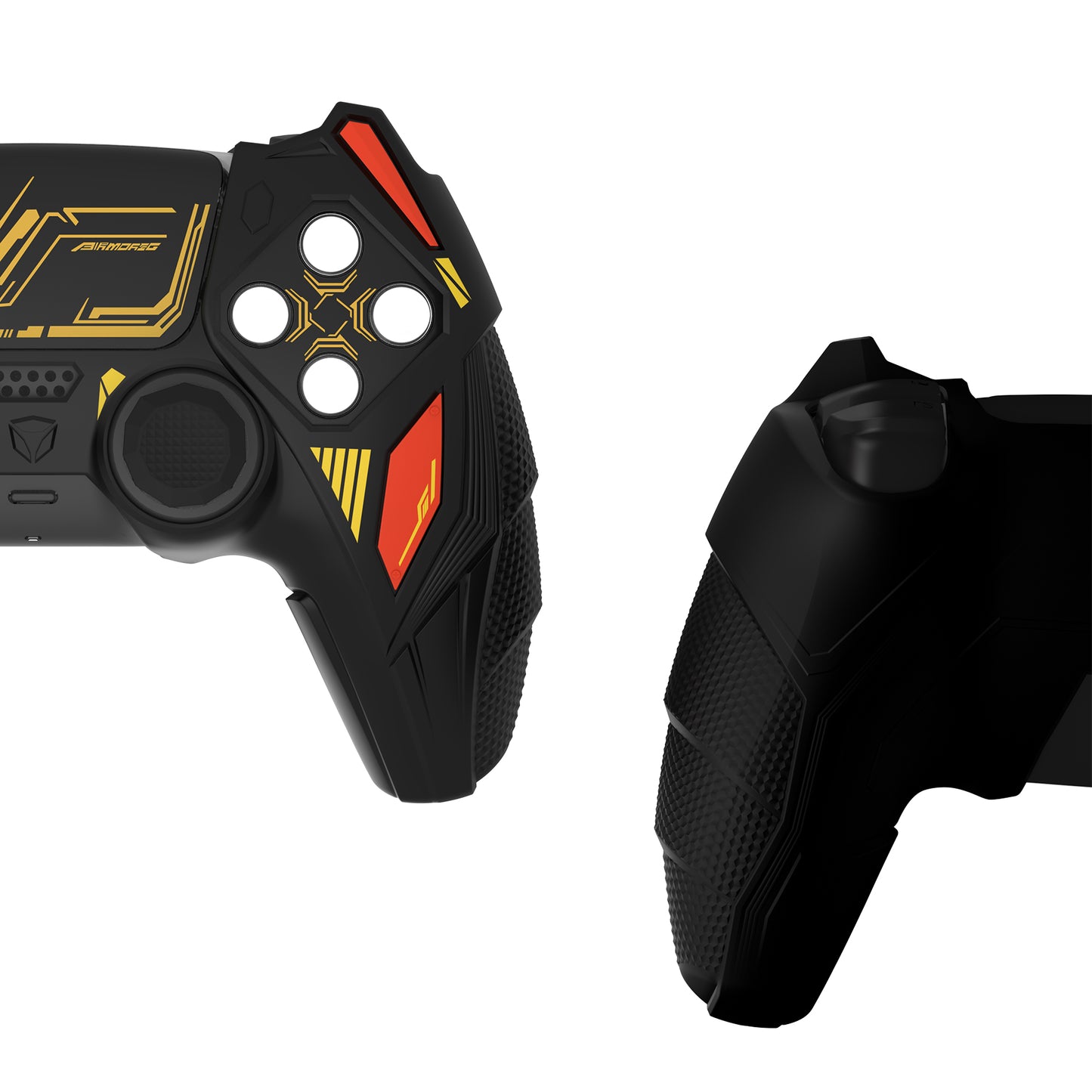 PlayVital メカライノ シリコンカバー PS5用(サムグリップ&ステッカー付き)充電ドック対応【ブラック&コーションレッド】