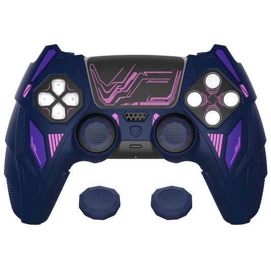 PlayVital メカライノ シリコンカバー PS5用(サムグリップ&ステッカー付き)充電ドック対応【ミッドナイトブルー&パープル】