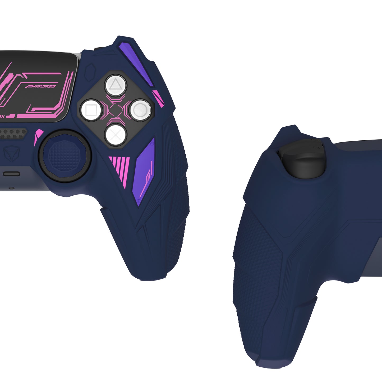 PlayVital メカライノ シリコンカバー PS5用(サムグリップ&ステッカー付き)充電ドック対応【ミッドナイトブルー&パープル】