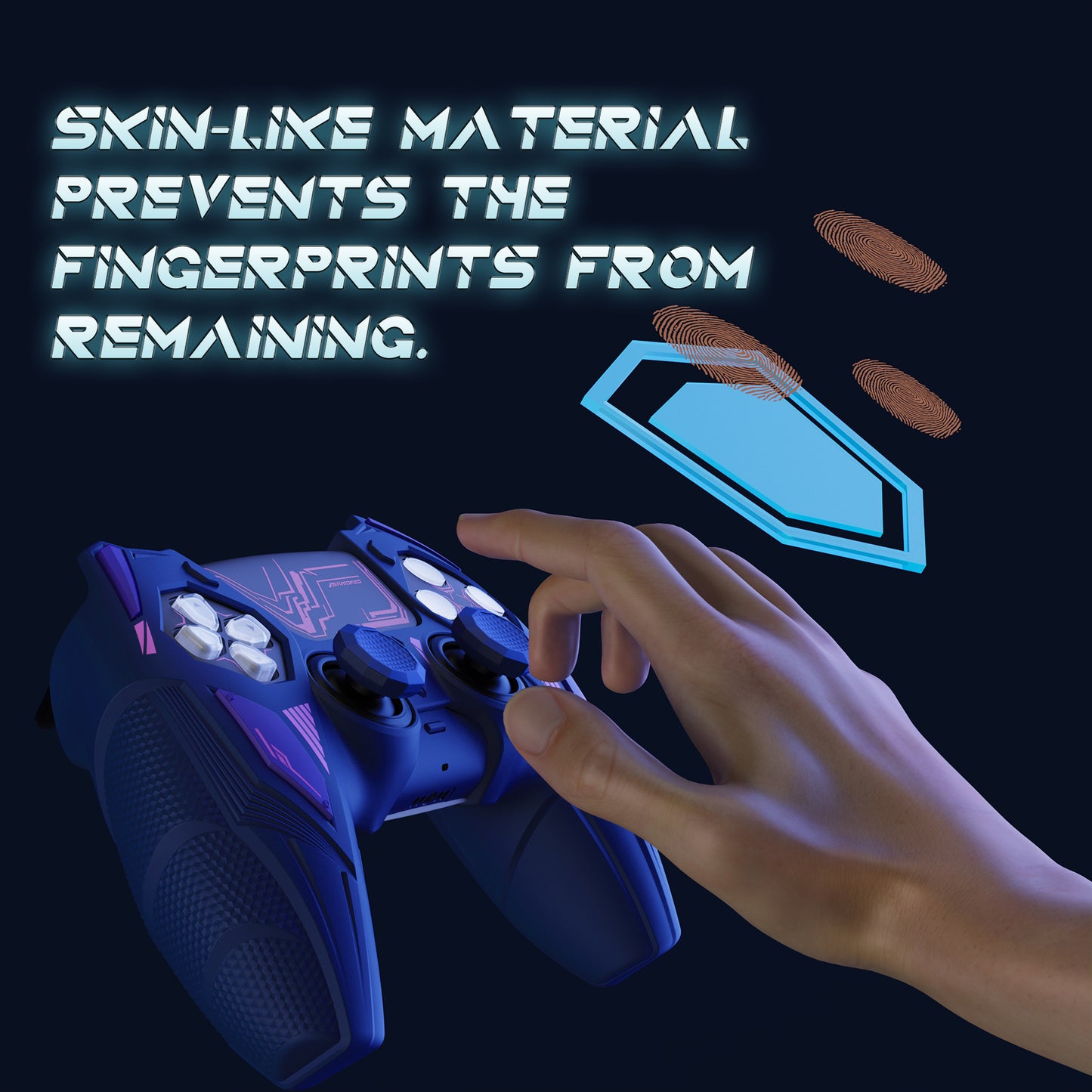 PlayVital メカライノ シリコンカバー PS5用(サムグリップ&ステッカー付き)充電ドック対応【ミッドナイトブルー&パープル】