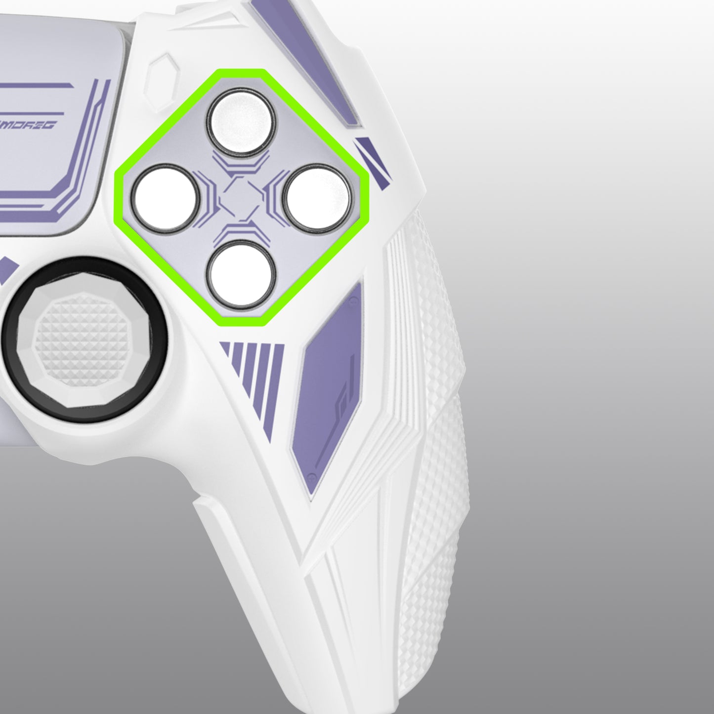 PlayVital メカライノ シリコンカバー PS5用(サムグリップ&ステッカー付き)充電ドック対応【ホワイト&ライトバイオレット】
