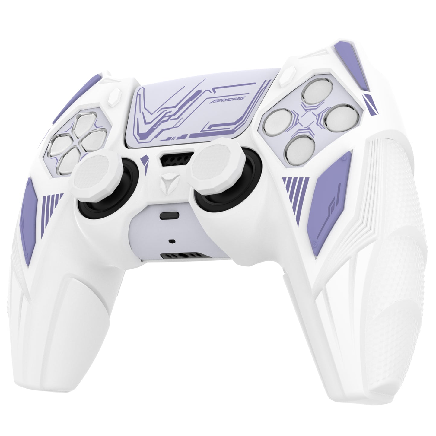 PlayVital メカライノ シリコンカバー PS5用(サムグリップ&ステッカー付き)充電ドック対応【ホワイト&ライトバイオレット】