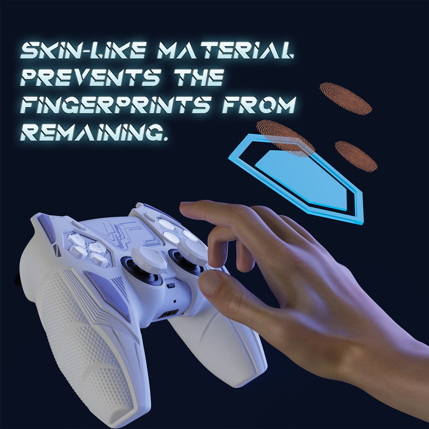 PlayVital メカライノ シリコンカバー PS5用(サムグリップ&ステッカー付き)充電ドック対応【ホワイト&ライトバイオレット】