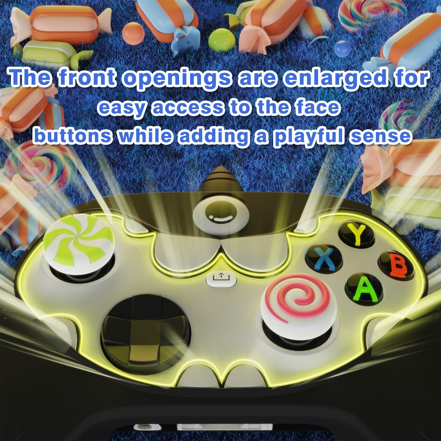 PlayVital MonoEye Monster キュートシリコンカバー for Xbox Series X/S コントローラー、ジョイスティックキャップとステッカー付き Xbox Core コントローラーグリップケース【ブラック】