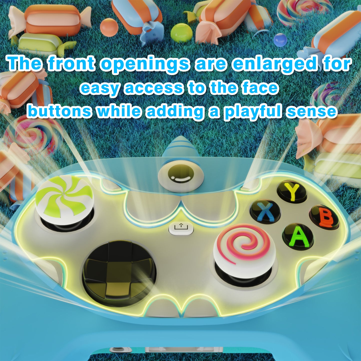 PlayVital MonoEye Monster キュートシリコンカバー for Xbox Series X/S コントローラー、ジョイスティックキャップとステッカー付き Xbox Core コントローラーグリップケース【ブルー】