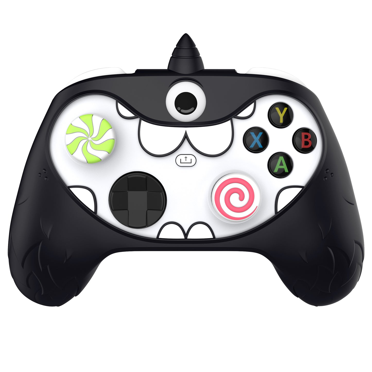 PlayVital MonoEye Monster キュートシリコンカバー for Xbox Series X/S コントローラー、ジョイスティックキャップとステッカー付き Xbox Core コントローラーグリップケース【ブラック】