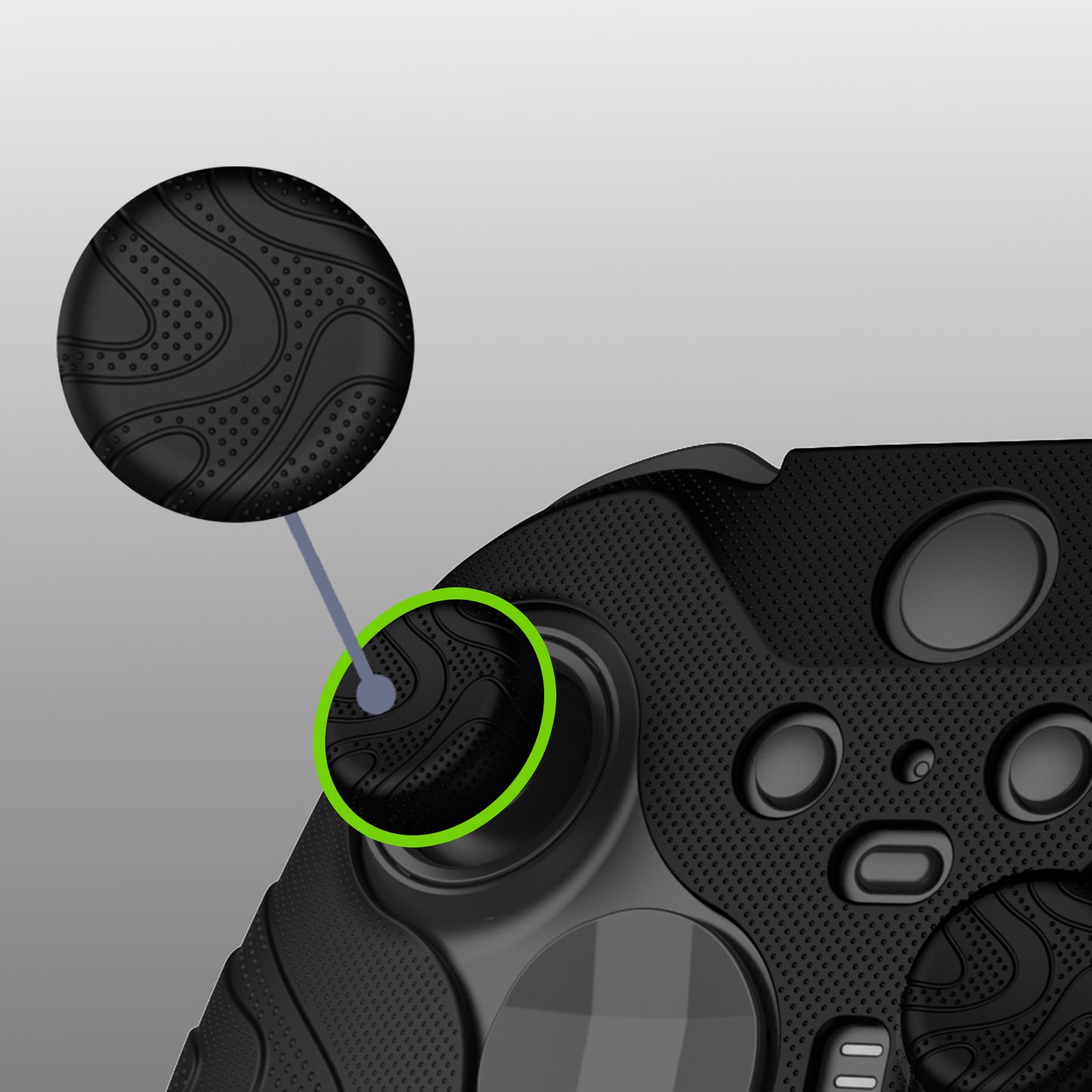 PlayVital マウンテンレンジエディション シリコングリップカバー(サムグリップ付き) Xbox Elite Series 2 コントローラー& Xbox Elite Series 2 コアコントローラー用【ブラック】