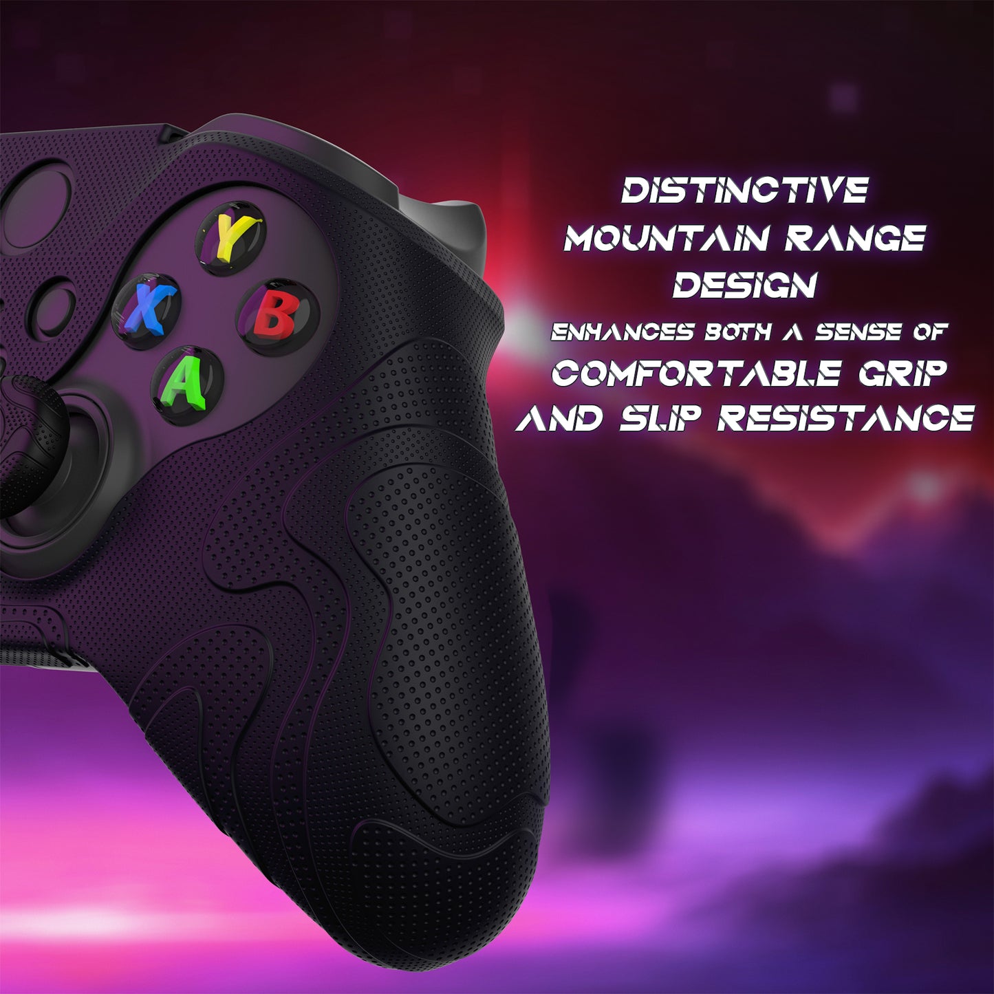 PlayVital マウンテンレンジエディション シリコングリップカバー(サムグリップ付き) Xbox Elite Series 2 コントローラー& Xbox Elite Series 2 コアコントローラー用【ブラック】