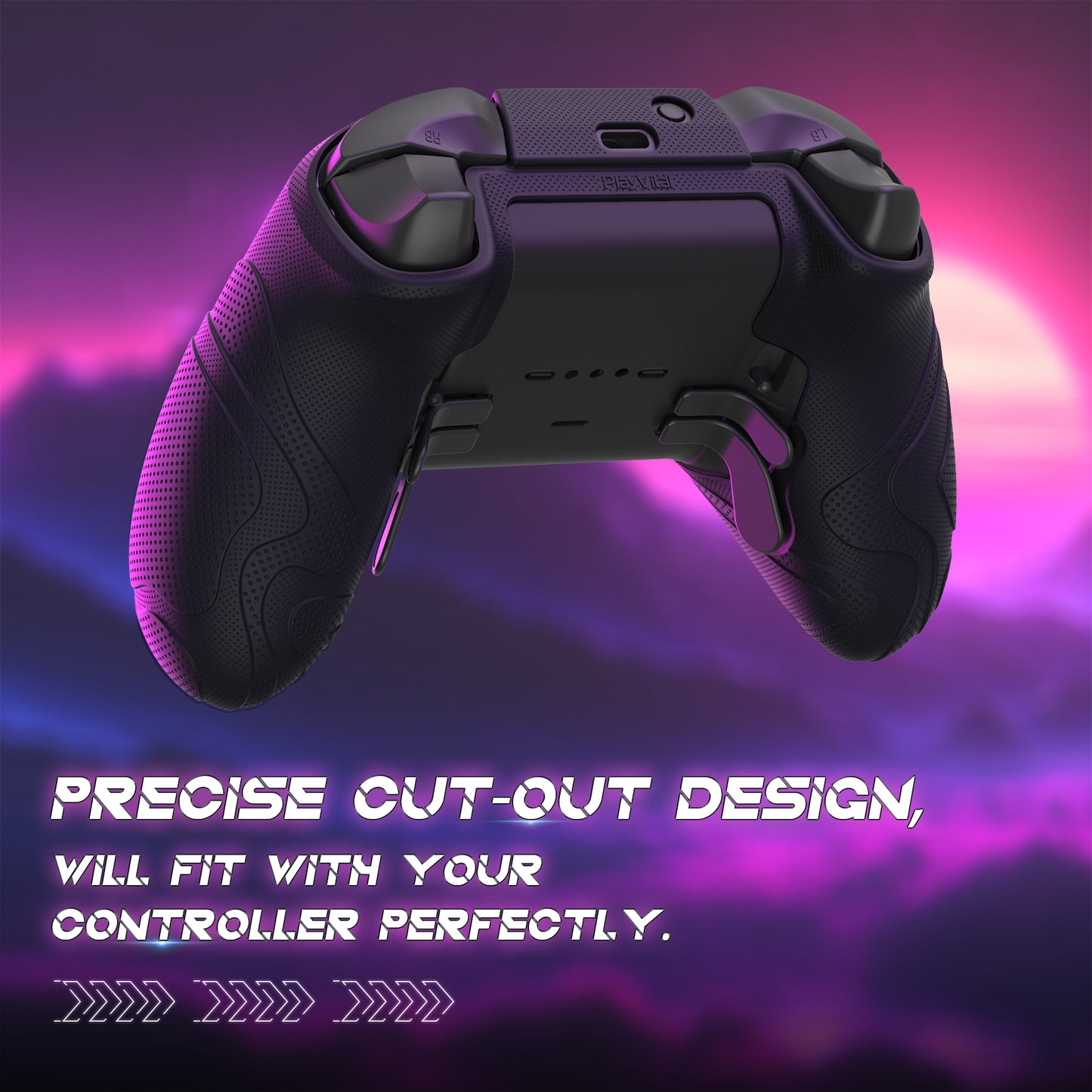 PlayVital マウンテンレンジエディション シリコングリップカバー(サムグリップ付き) Xbox Elite Series 2 コントローラー& Xbox Elite Series 2 コアコントローラー用【ブラック】