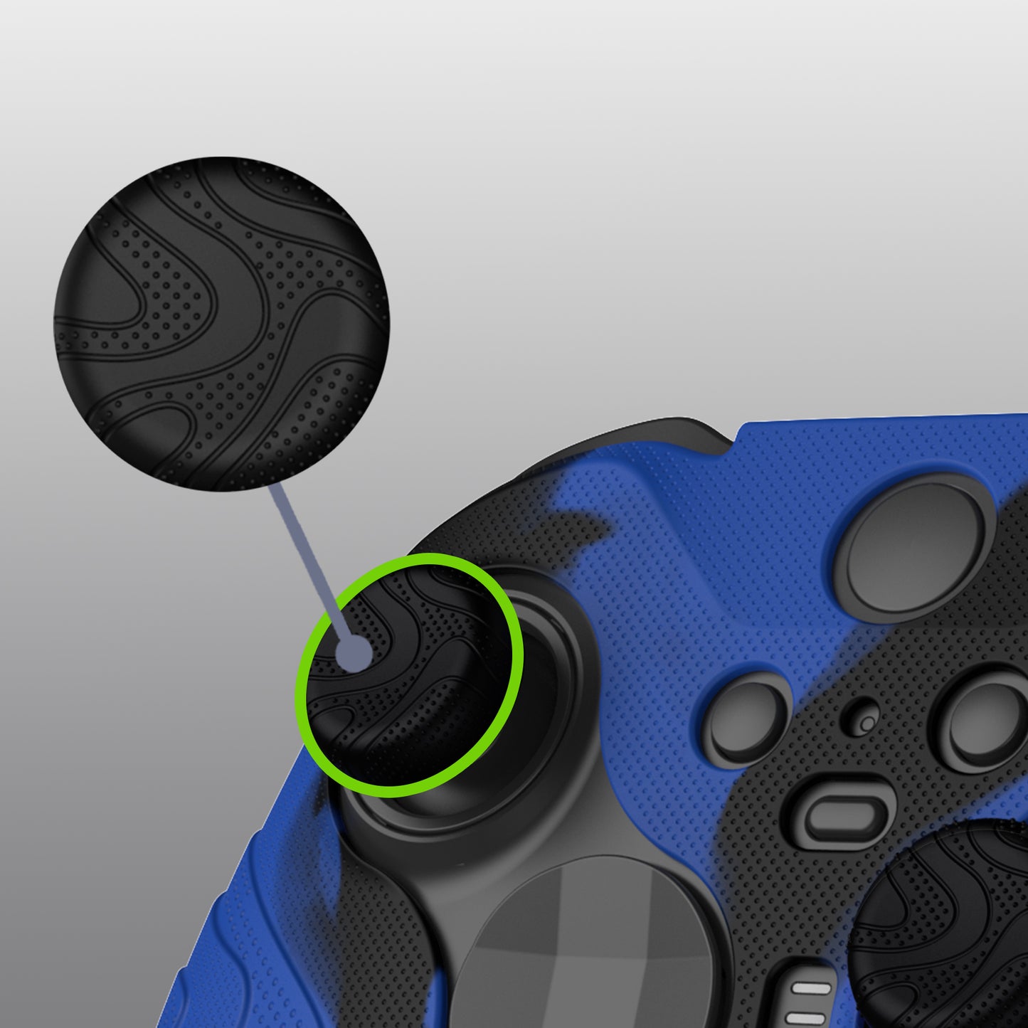PlayVital マウンテンレンジエディション シリコングリップカバー(サムグリップ付き) Xbox Elite Series 2 コントローラー& Xbox Elite Series 2 コアコントローラー用【ブルー & ブラック】