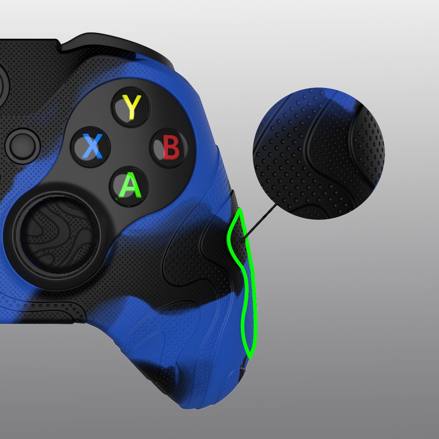 PlayVital マウンテンレンジエディション シリコングリップカバー(サムグリップ付き) Xbox Elite Series 2 コントローラー& Xbox Elite Series 2 コアコントローラー用【ブルー & ブラック】