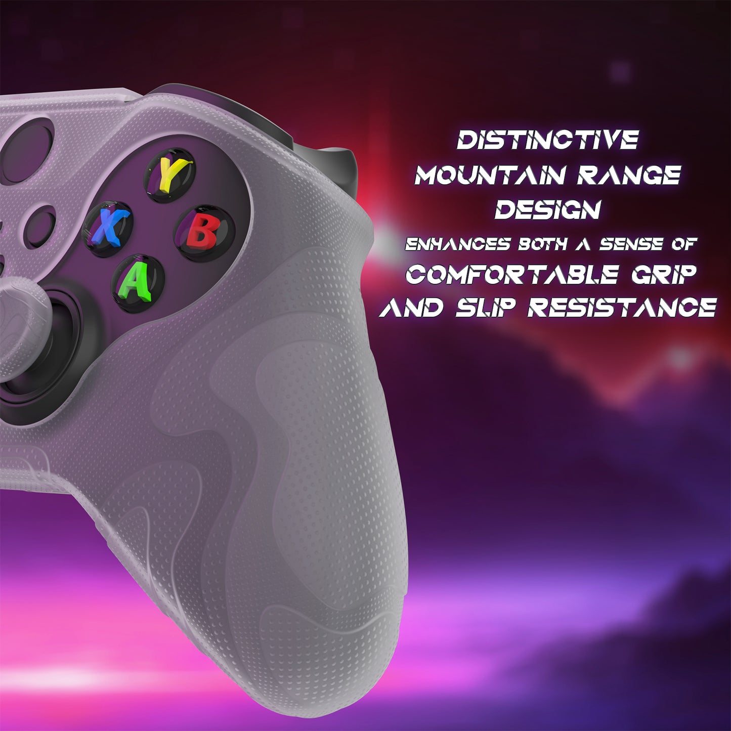 PlayVital マウンテンレンジエディション シリコングリップカバー(サムグリップ付き) Xbox Elite Series 2 コントローラー& Xbox Elite Series 2 コアコントローラー用【クリアホワイト】