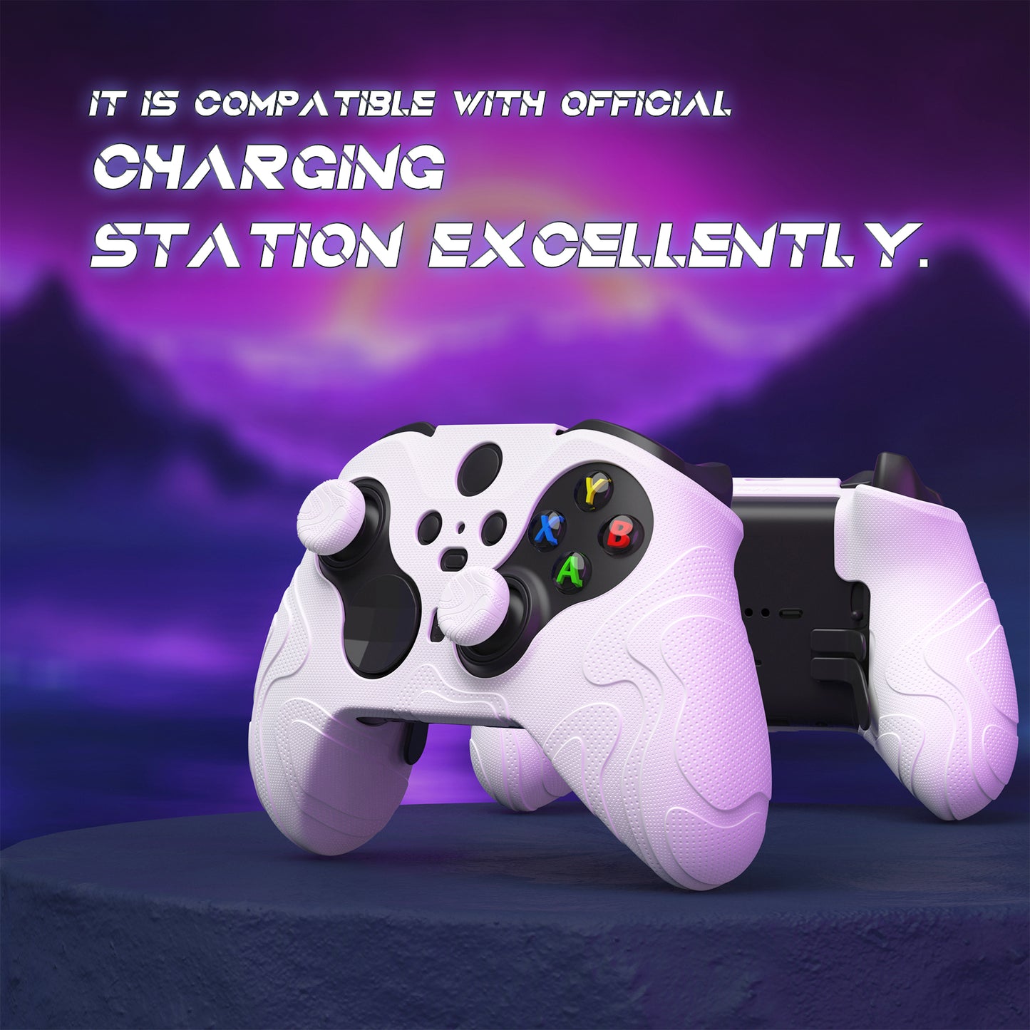 PlayVital マウンテンレンジエディション シリコングリップカバー(サムグリップ付き) Xbox Elite Series 2 コントローラー& Xbox Elite Series 2 コアコントローラー用【ホワイト】